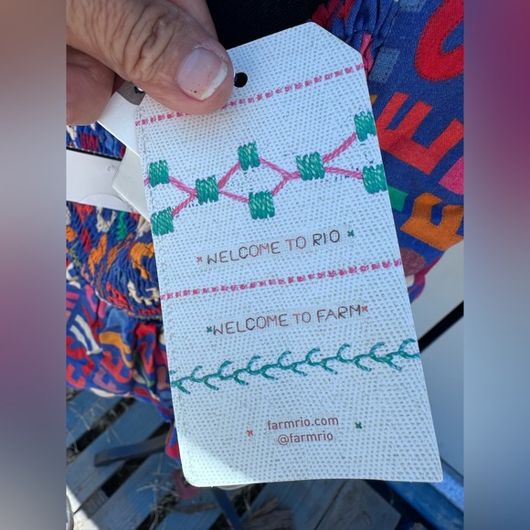 NWT Farm Rio Anthropologie Fantastic Peplum Ruffle Multi Color Top Sz L - Picture 4 of 12